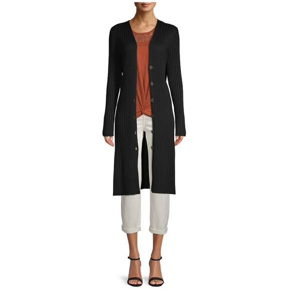 Button Front Ribbed Cardigan - Picture 3 of 5